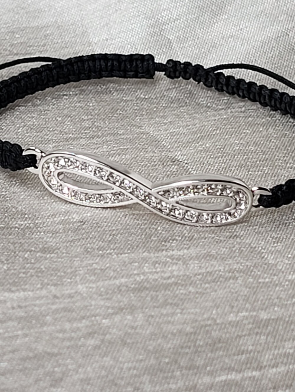 Touchstone Crystal By Swarovski Infinity Woven Bracelet Black & Clear Crystal